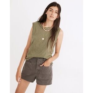 Madewell Bristol Muscle Tank Dried Clover Green 100% Cotton Jersey Regular Fit
